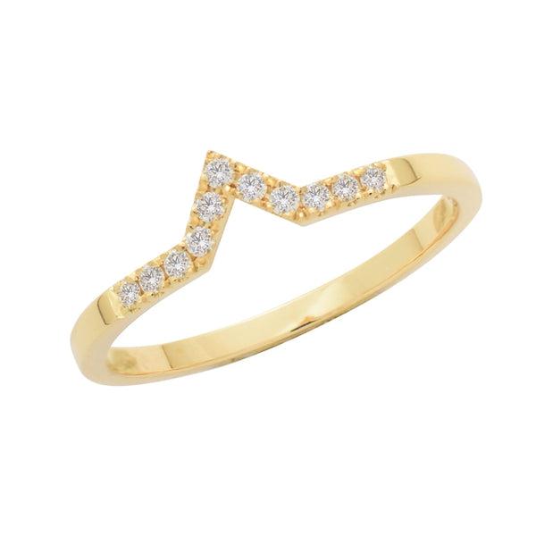 Alliance or jaune sertie de diamants.