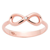 Bague infinity en or rose serti d'un diamant.-Bagues diamants-Marque:Référence: D9.49-ROMétal: Or roseTitre: 18 caratsPoids du métal: 2,00 GrType de pierre: Diamant(s)Poids: 0,01 CtForme - taille: Taille brillantCouleur: FPureté: SI1Comment choisir sa taille de doigt:cliquer pour découvrir notre guide des tailles imprimable-DIAM'S- D9.49-RO-DIAM'S NC