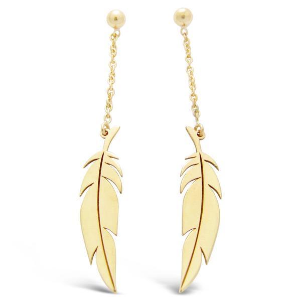 Boucles D'oreilles Pendantes Plumes Marron - Dormeuses, Neuves Sans Emballage