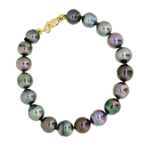 Bracelet de perles de Tahiti et fermoir en or jaune-Bracelets perle-Marque:Référence: BR-PERLE-230Métal: Or jauneTitre: 18 caratsPoids du métal: 1,00 GrType de pierre: Perle(s) de TahitiForme - taille: Cerclée-DIAM'S- -DIAM'S NC