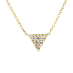 Collier en or jaune et triangle serti de diamants.-Pendentifs & Colliers diamants-Marque:Référence: D3.175Métal: Or jauneTitre: 18 caratsPoids du métal: 1,50 GrType de pierre: Diamant(s)Poids: 0,06 CtForme - taille: Taille brillantCouleur: FPureté: SI1-DIAM'S- -DIAM'S NC