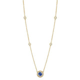 Collier en or jaune serti d'un saphir et diamants