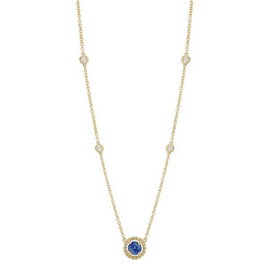 Collier en or jaune serti d'un saphir et diamants-Pendentifs & Colliers pierres précieuses-Marque:Référence: D3.157-SAMétal: Or jauneTitre: 18 caratsPoids du métal: 3,00 GrType de pierre: Saphir(s)Poids: 0,37 CtForme - taille: Taille brillantCouleur: BleuType de pierre (2): Diamant(s)Poids (2): 0,15 CtForme - taille (2): Taille brillantCouleur (2): FPureté (2): SI1-DIAM'S- -DIAM'S NC
