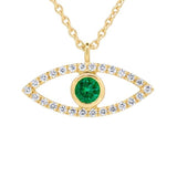 Collier or jaune serti d'une émeraude de laboratoire et de diamants.-Pendentifs & Colliers pierres précieuses-Marque: Référence: D3.176-EMLABMétal: Or jauneTitre: 18 caratsPoids du métal: 1,93 GrType de pierre: Emeraude de laboratoirePoids: 0,10 CtForme - taille: RondeCouleur: VertType de pierre (2): Diamant(s)Poids (2): 0,21 CtForme - taille (2): Taille brillantCouleur (2): FPureté (2): SI1-DIAM'S- -DIAM'S NC