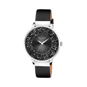 Montre femme Elixa bracelet cuir noir-Montres femme-Marque:Référence: E114-L460-ELIXA- E114-L460-DIAM'S NC