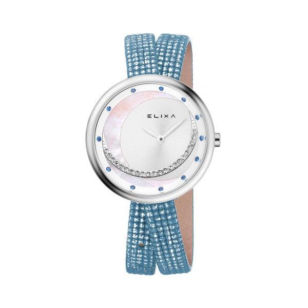 Montre femme Elixa bracelet double en bleu et cadran argenté-Montres femme-Marque: Référence: **E129-L537-ELIXA- **E129-L537-DIAM'S NC