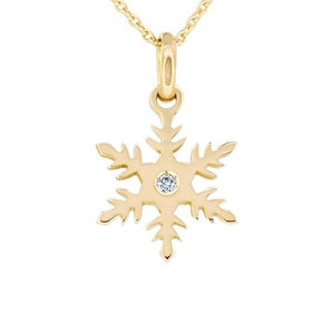 Pendentif flocon de neige en or jaune serti d'un diamant – DIAM'S NC