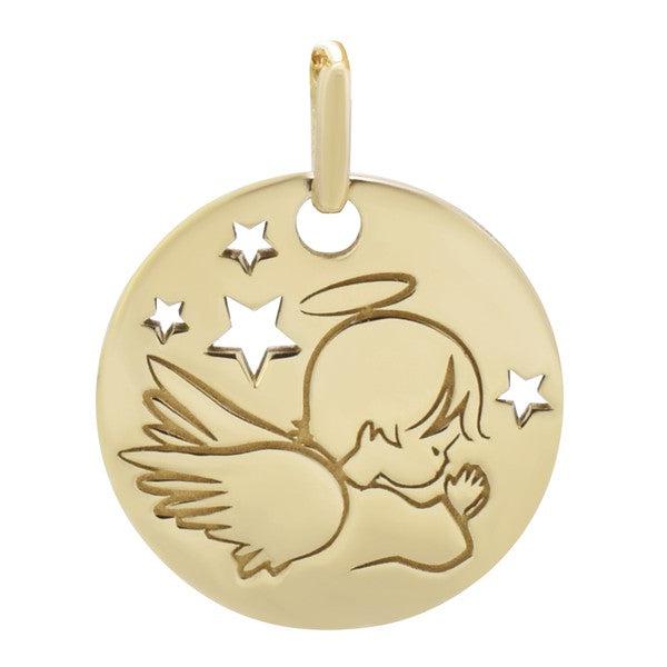 Pendentif médaille d'ange et étoile en or jaune-Pendentif Religieux-Marque:Référence: L3.192Métal: Or jauneTitre: 18 caratsPoids du métal: 1,50 Gr-DIAM'S- -DIAM'S NC