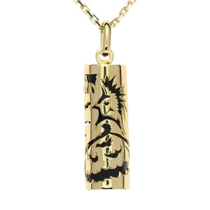 Pendentif tiki cagou en or jaune et corail noir