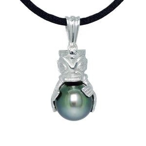 Pendentif tiki en argent 1 perle de Tahiti semi-baroque-Pendentifs & Colliers perle-Marque:Référence: 3.930-A-962Métal: ArgentTitre: 925Poids du métal: 5,00 Gr-DIAM'S- -DIAM'S NC