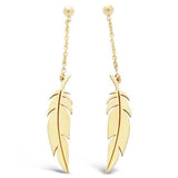 Boucles d'oreilles plumes pendantes en or jaune.-Boucles d'oreilles or et argent-Marque:Référence: L6.7Métal: Or jauneTitre: 18 caratsPoids du métal: 1,99 Gr-DIAM'S- -DIAM'S NC