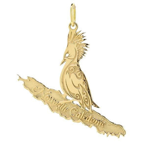 Pendentif carte de Calédonie et cagou en or jaune-Pendentifs carte du caillou et des iles-Marque:Référence: L5.110Métal: Or jauneTitre: 18 caratsPoids du métal: 1,20 Gr-DIAM'S- -DIAM'S NC