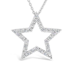 Pendentif étoile en or blanc serti de diamants.-Pendentifs & Colliers diamants-Marque:Référence: D3.91-OBMétal: Or blancTitre: 18 caratsPoids du métal: 1,00 GrType de pierre: Diamant(s)Poids: 0,30 CtForme - taille: Taille brillantCouleur: FPureté: SI1-DIAM'S- D3.91-OB-DIAM'S NC